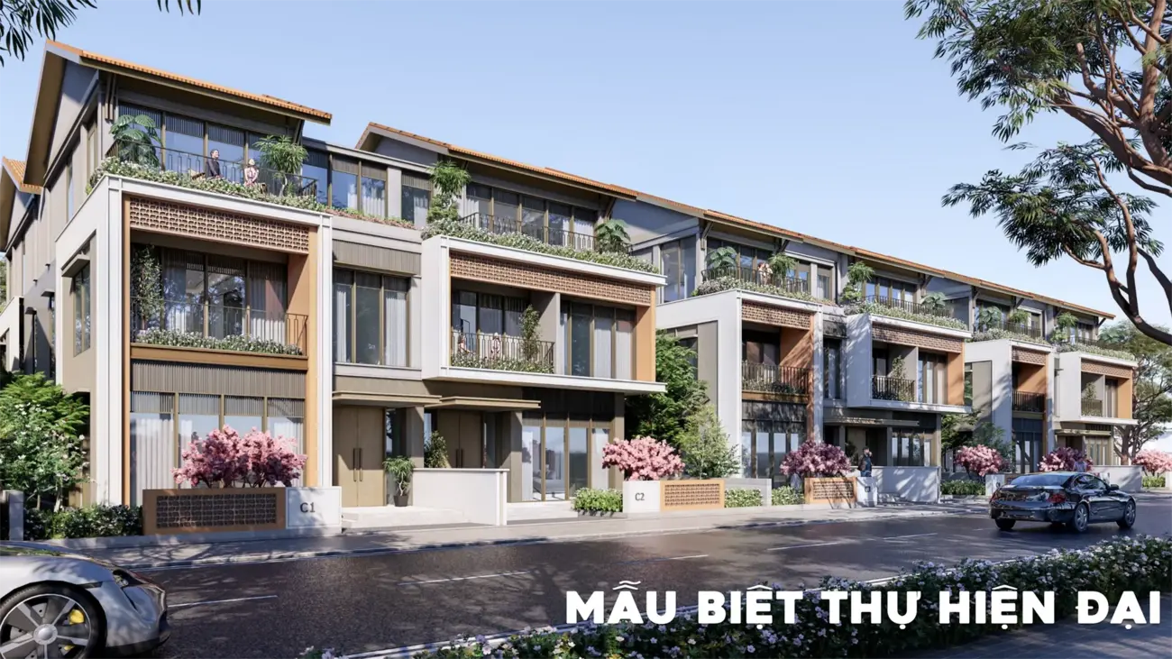 Biệt thự hiện đại tại dự án khu đô thị ven sông Charmora City, Khánh Hòa, đẳng cấp và sang trọng.