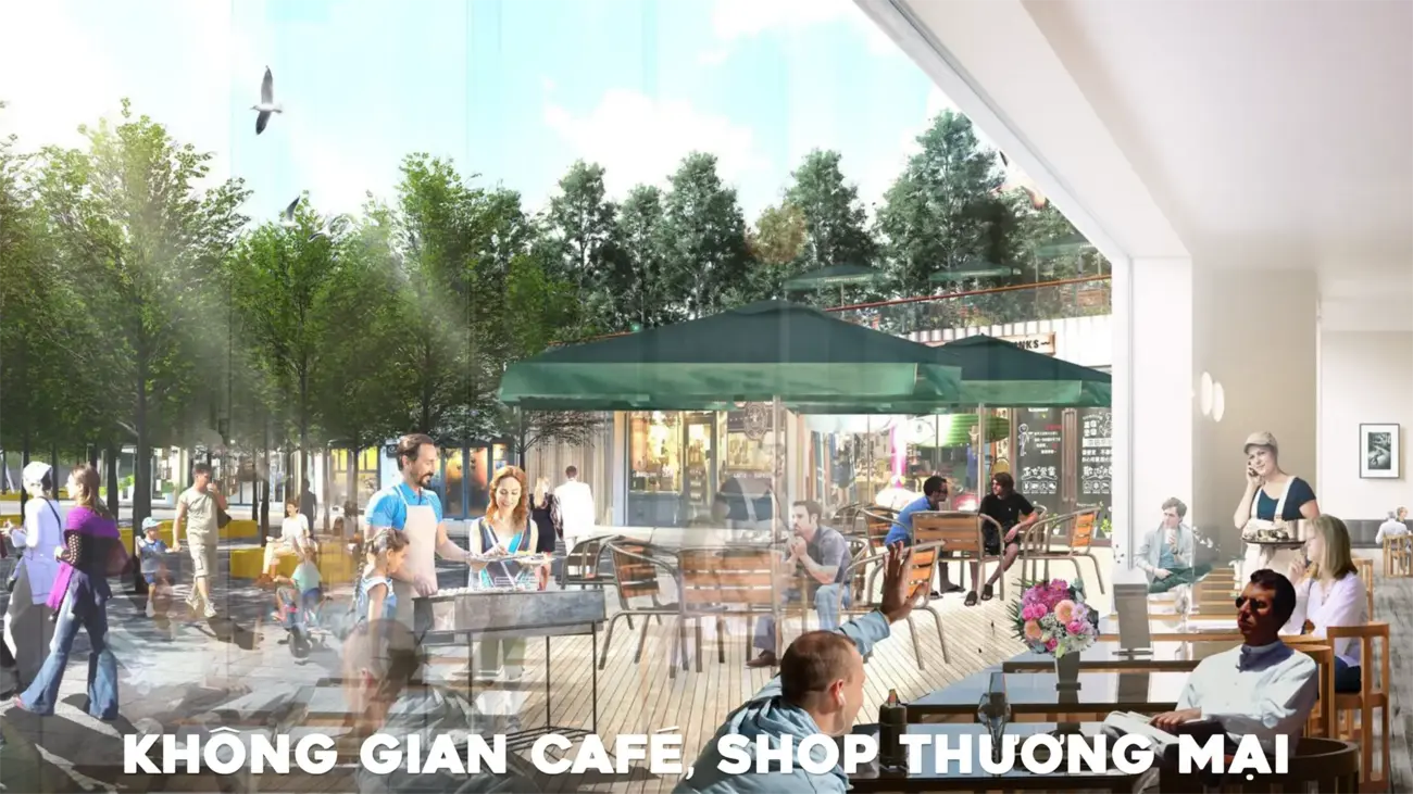 Khu vực cafe và shop thương mại, điểm đến lý tưởng tại Charmora City.